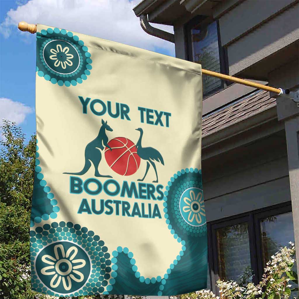 Custom Australia Boomers Garden Flag Aboriginal With Marble Pattern - Cyan