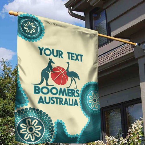 Custom Australia Boomers Garden Flag Aboriginal With Marble Pattern - Cyan
