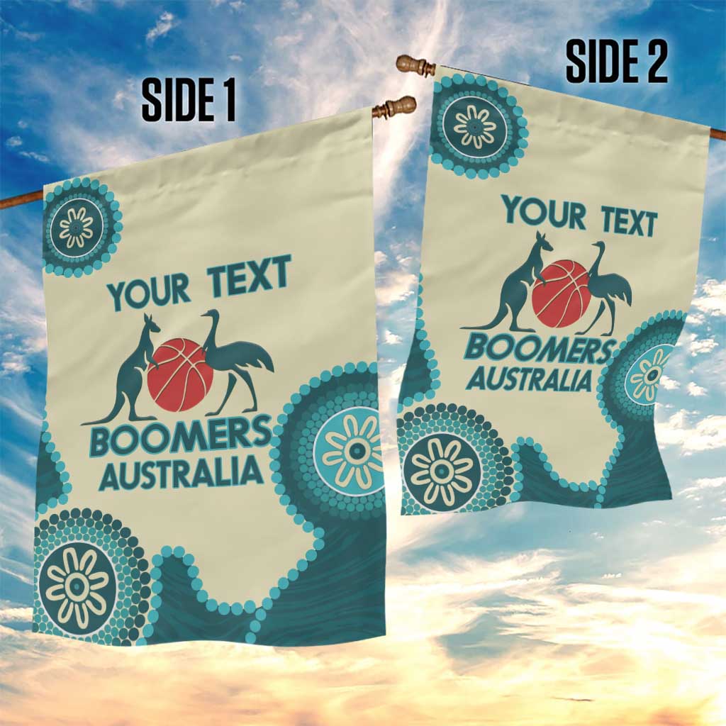 Custom Australia Boomers Garden Flag Aboriginal With Marble Pattern - Cyan