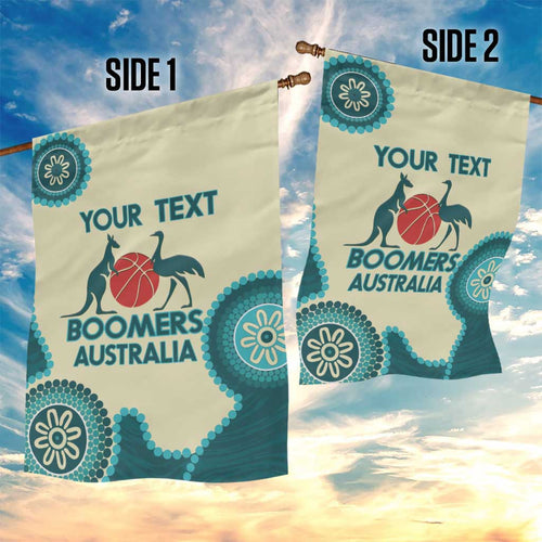 Custom Australia Boomers Garden Flag Aboriginal With Marble Pattern - Cyan