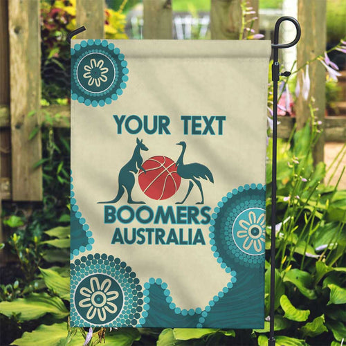 Custom Australia Boomers Garden Flag Aboriginal With Marble Pattern - Cyan