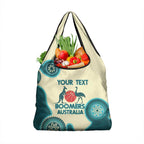 Custom Australia Boomers Grocery Bag Aboriginal With Marble Pattern - Cyan