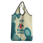Custom Australia Boomers Grocery Bag Aboriginal With Marble Pattern - Cyan