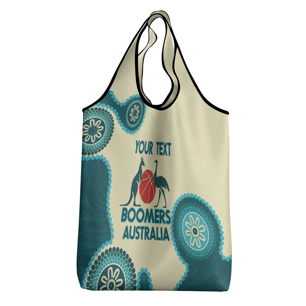 Custom Australia Boomers Grocery Bag Aboriginal With Marble Pattern - Cyan