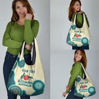 Custom Australia Boomers Grocery Bag Aboriginal With Marble Pattern - Cyan