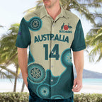 Custom Australia Boomers Hawaiian Shirt Aboriginal With Marble Pattern - Cyan