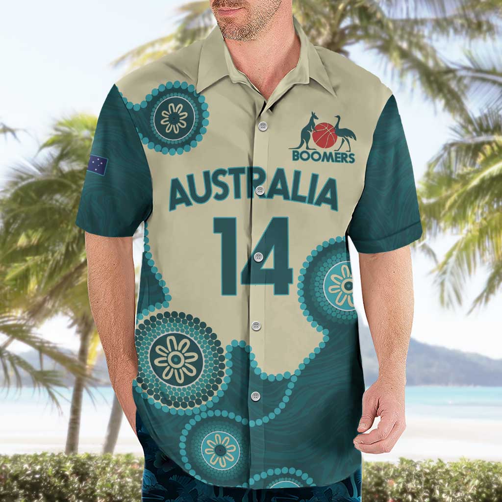 Custom Australia Boomers Hawaiian Shirt Aboriginal With Marble Pattern - Cyan