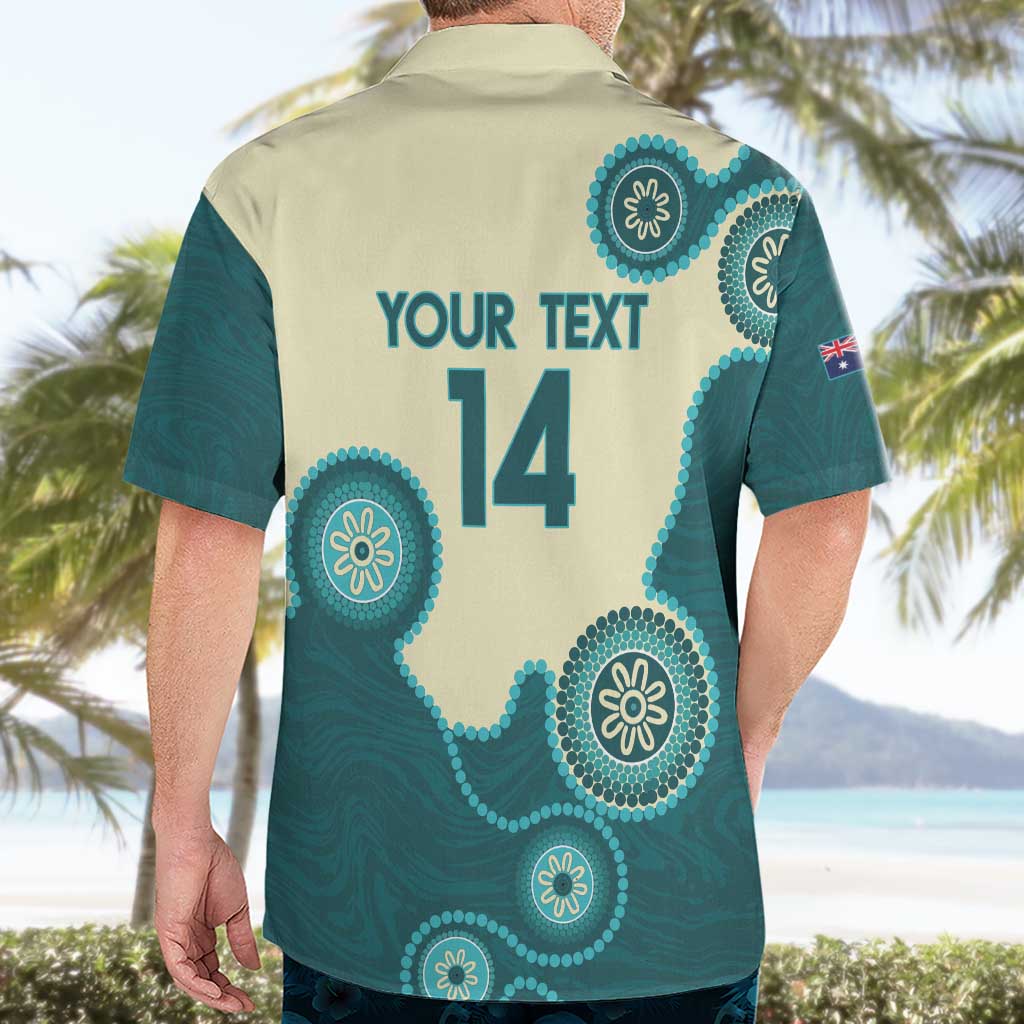 Custom Australia Boomers Hawaiian Shirt Aboriginal With Marble Pattern - Cyan