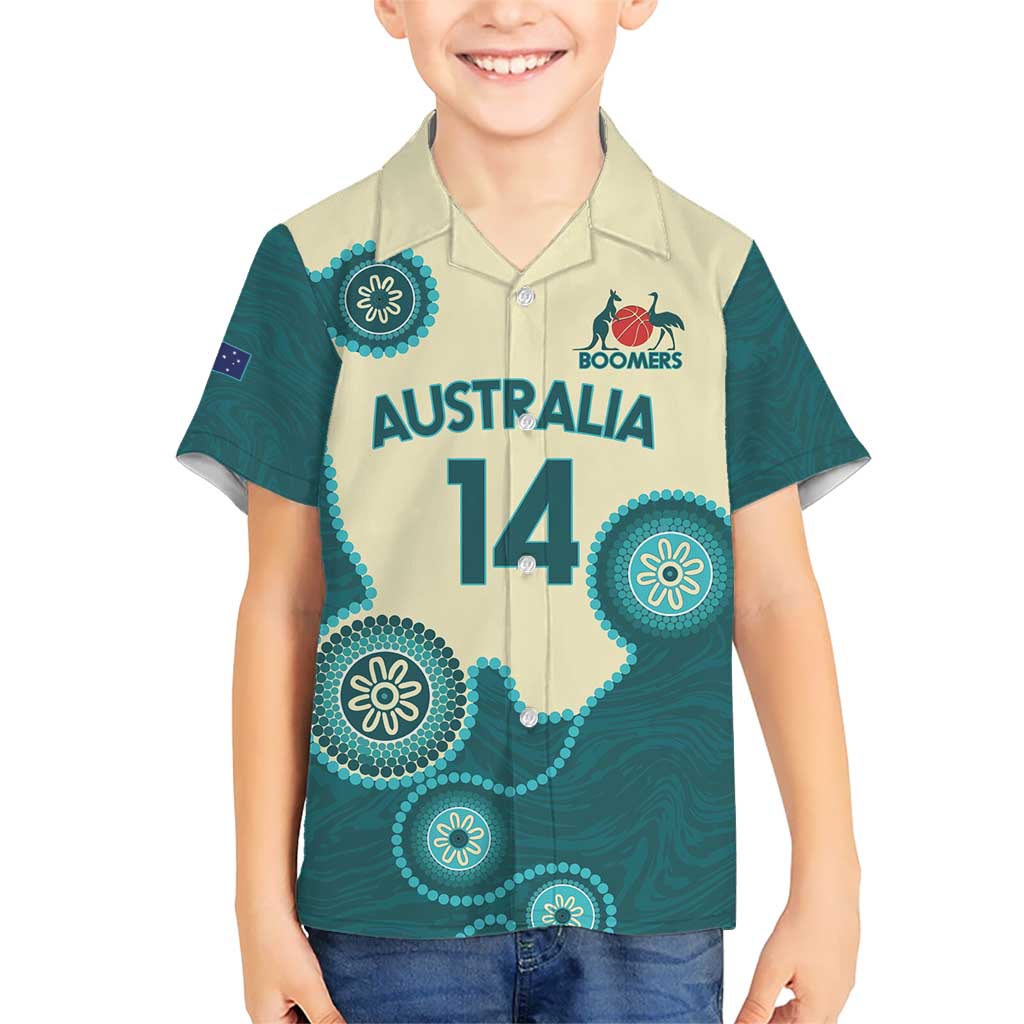 Custom Australia Boomers Hawaiian Shirt Aboriginal With Marble Pattern - Cyan