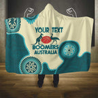 Custom Australia Boomers Hooded Blanket Aboriginal With Marble Pattern - Cyan