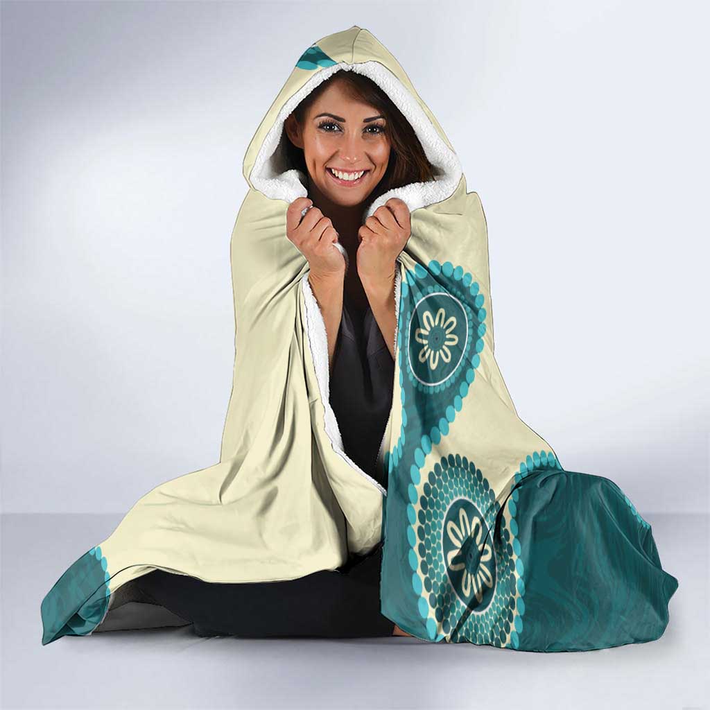 Custom Australia Boomers Hooded Blanket Aboriginal With Marble Pattern - Cyan