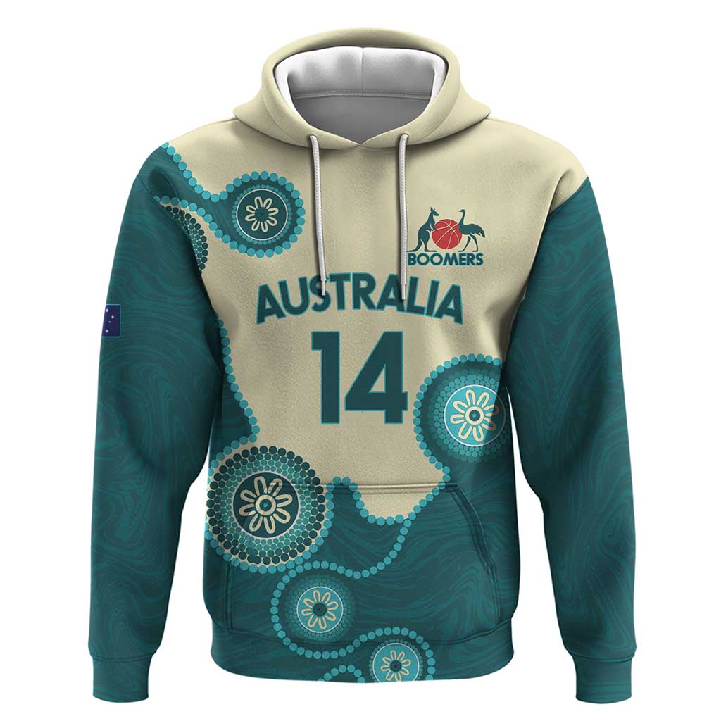 Custom Australia Boomers Hoodie Aboriginal With Marble Pattern - Cyan