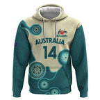 Custom Australia Boomers Hoodie Aboriginal With Marble Pattern - Cyan
