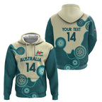 Custom Australia Boomers Hoodie Aboriginal With Marble Pattern - Cyan