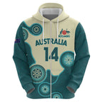 Custom Australia Boomers Hoodie Aboriginal With Marble Pattern - Cyan