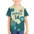 Custom Australia Boomers Kid Hawaiian Shirt Aboriginal With Marble Pattern - Cyan