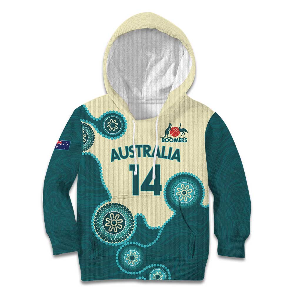 Custom Australia Boomers Kid Hoodie Aboriginal With Marble Pattern - Cyan