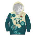 Custom Australia Boomers Kid Hoodie Aboriginal With Marble Pattern - Cyan