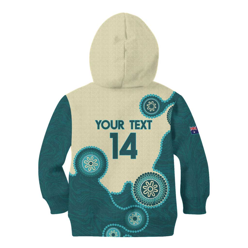 Custom Australia Boomers Kid Hoodie Aboriginal With Marble Pattern - Cyan