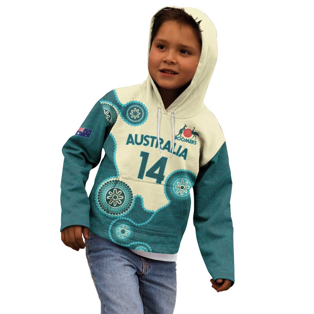 Custom Australia Boomers Kid Hoodie Aboriginal With Marble Pattern - Cyan