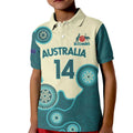 Custom Australia Boomers Kid Polo Shirt Aboriginal With Marble Pattern - Cyan