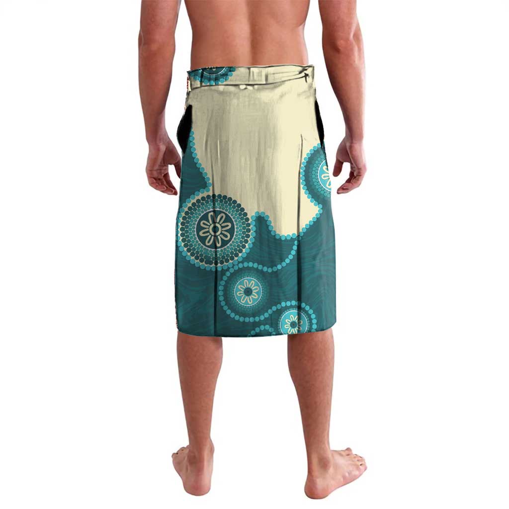 Custom Australia Boomers Lavalava Aboriginal With Marble Pattern - Cyan