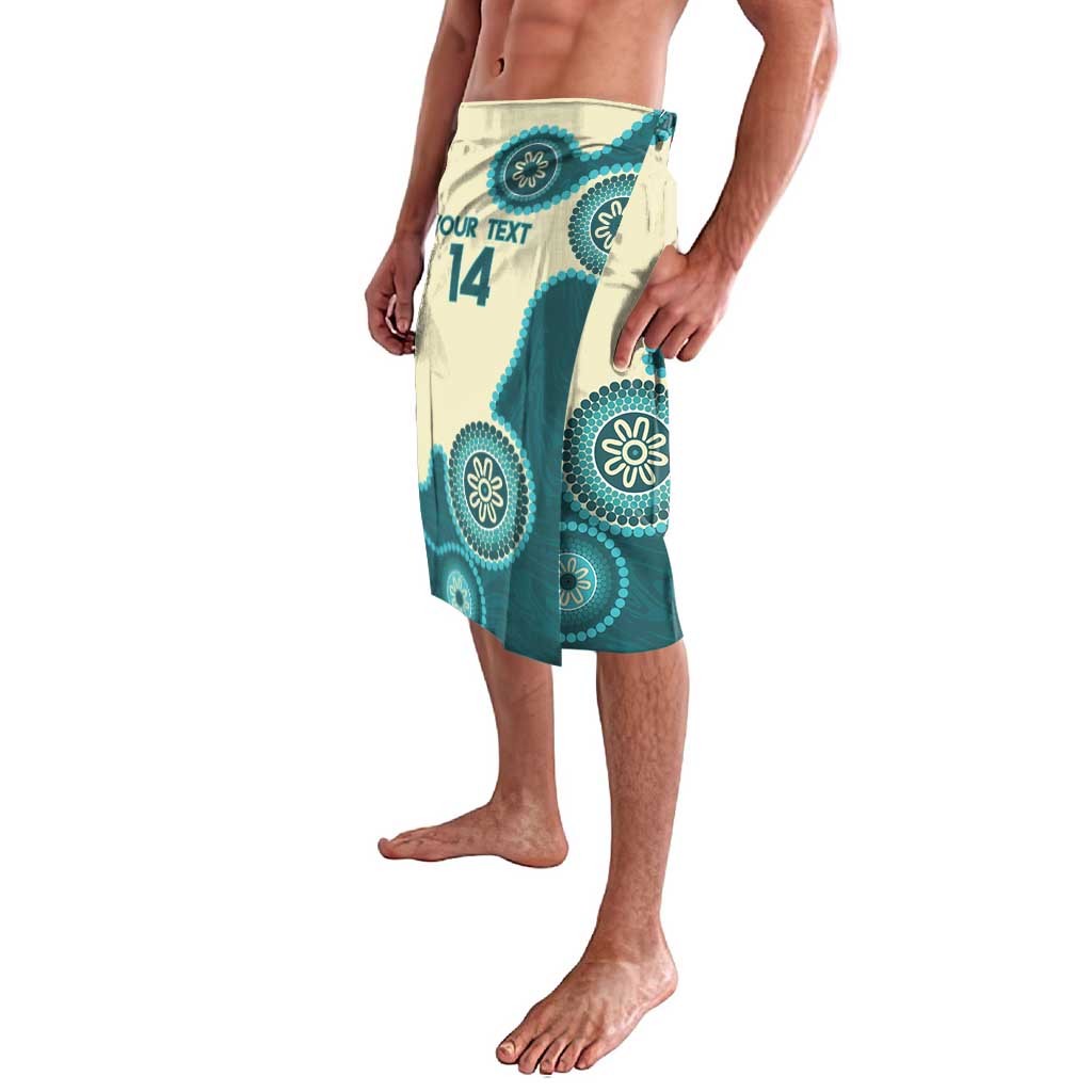 Custom Australia Boomers Lavalava Aboriginal With Marble Pattern - Cyan