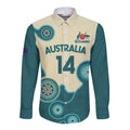 Custom Australia Boomers Long Sleeve Button Shirt Aboriginal With Marble Pattern - Cyan