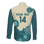 Custom Australia Boomers Long Sleeve Button Shirt Aboriginal With Marble Pattern - Cyan