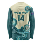 Custom Australia Boomers Long Sleeve Shirt Aboriginal With Marble Pattern - Cyan