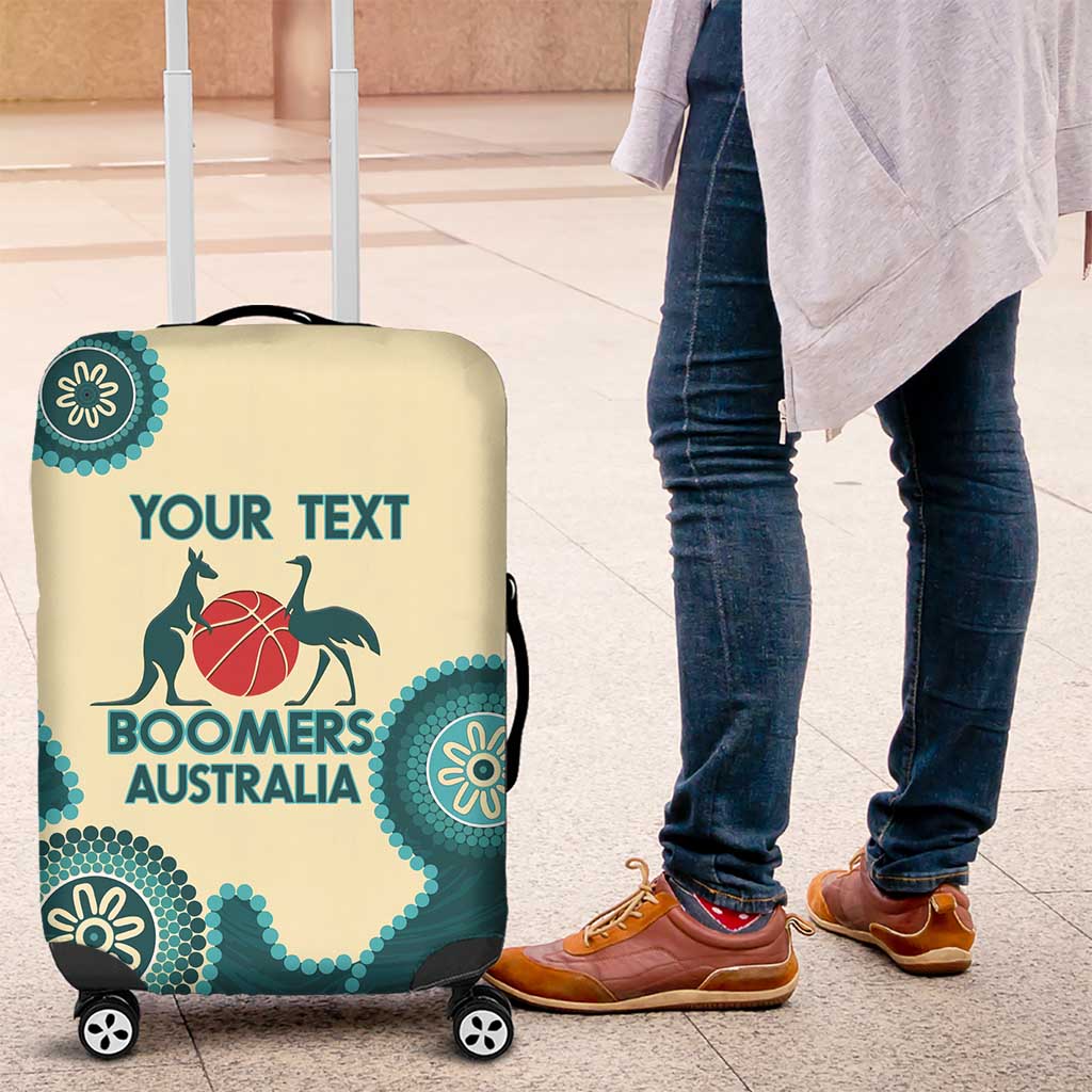 Custom Australia Boomers Luggage Cover Aboriginal With Marble Pattern - Cyan