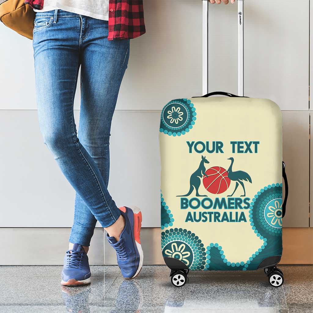 Custom Australia Boomers Luggage Cover Aboriginal With Marble Pattern - Cyan