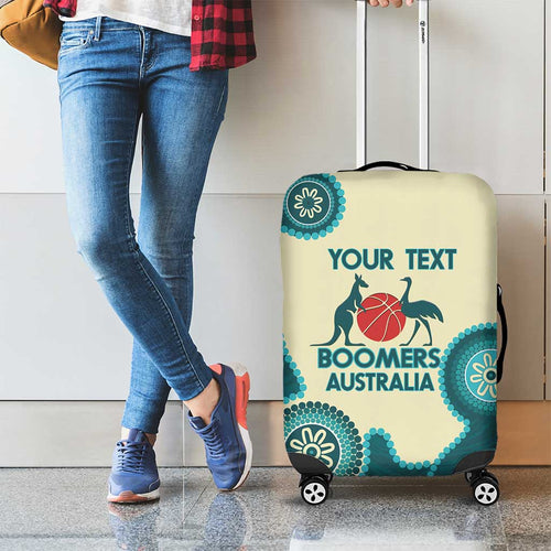 Custom Australia Boomers Luggage Cover Aboriginal With Marble Pattern - Cyan