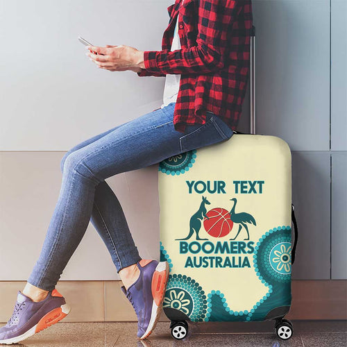 Custom Australia Boomers Luggage Cover Aboriginal With Marble Pattern - Cyan