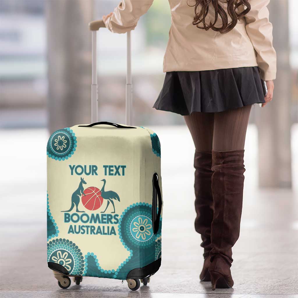 Custom Australia Boomers Luggage Cover Aboriginal With Marble Pattern - Cyan