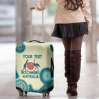 Custom Australia Boomers Luggage Cover Aboriginal With Marble Pattern - Cyan
