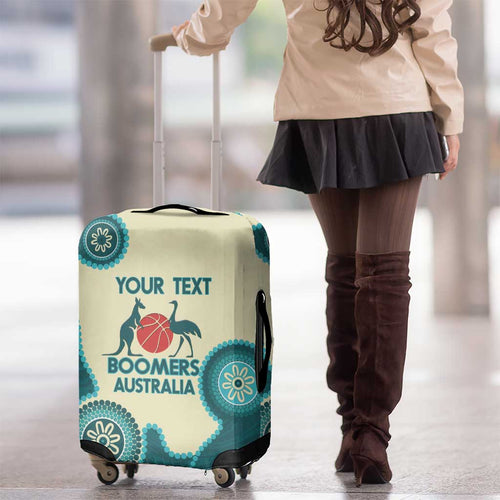 Custom Australia Boomers Luggage Cover Aboriginal With Marble Pattern - Cyan