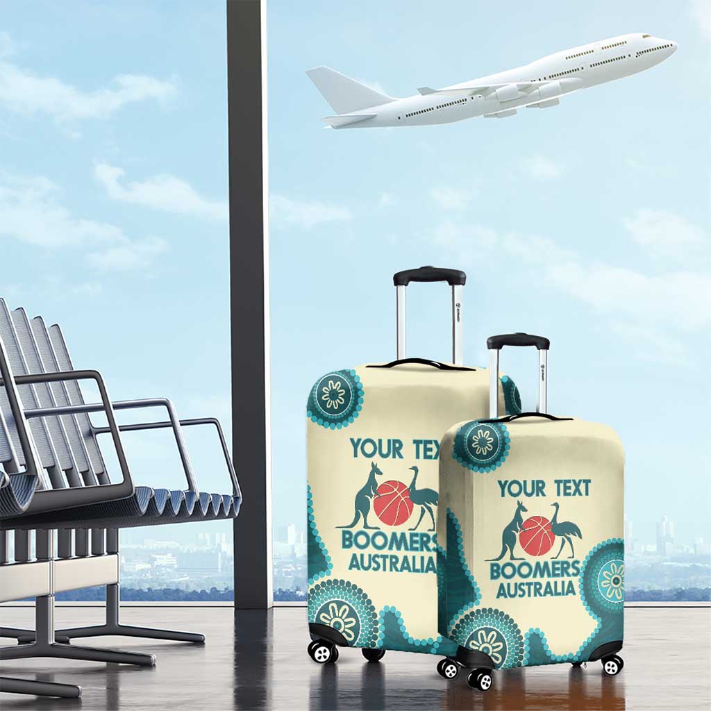 Custom Australia Boomers Luggage Cover Aboriginal With Marble Pattern - Cyan