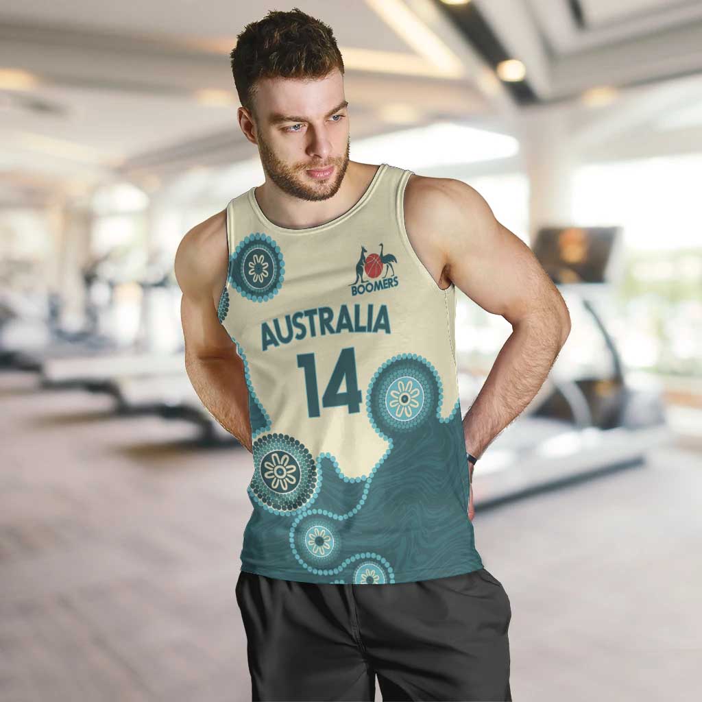 Custom Australia Boomers Men Tank Top Aboriginal With Marble Pattern - Cyan