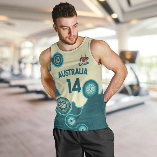 Custom Australia Boomers Men Tank Top Aboriginal With Marble Pattern - Cyan