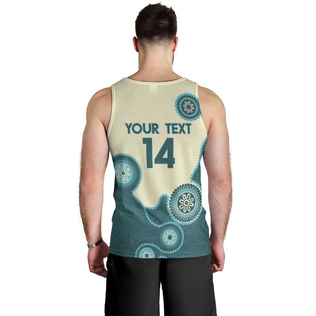 Custom Australia Boomers Men Tank Top Aboriginal With Marble Pattern - Cyan