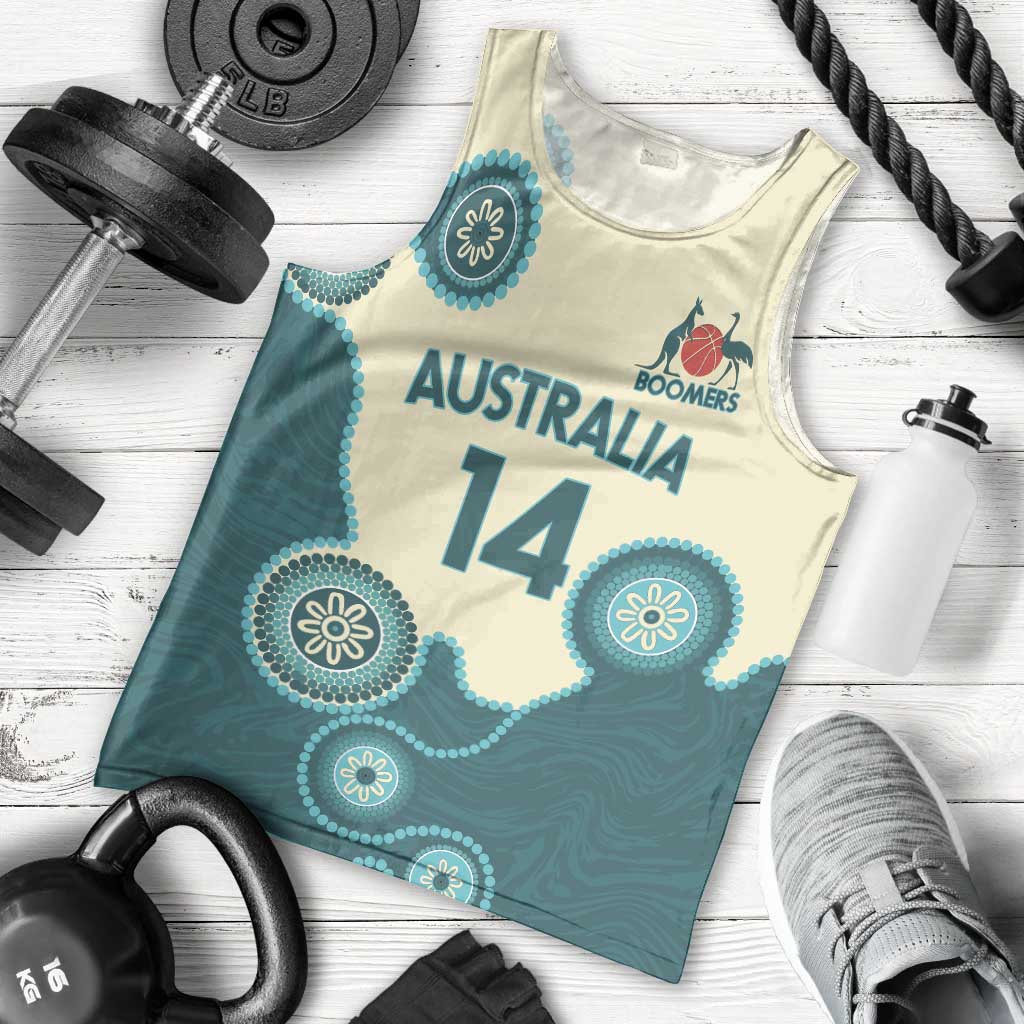Custom Australia Boomers Men Tank Top Aboriginal With Marble Pattern - Cyan