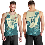 Custom Australia Boomers Men Tank Top Aboriginal With Marble Pattern - Cyan
