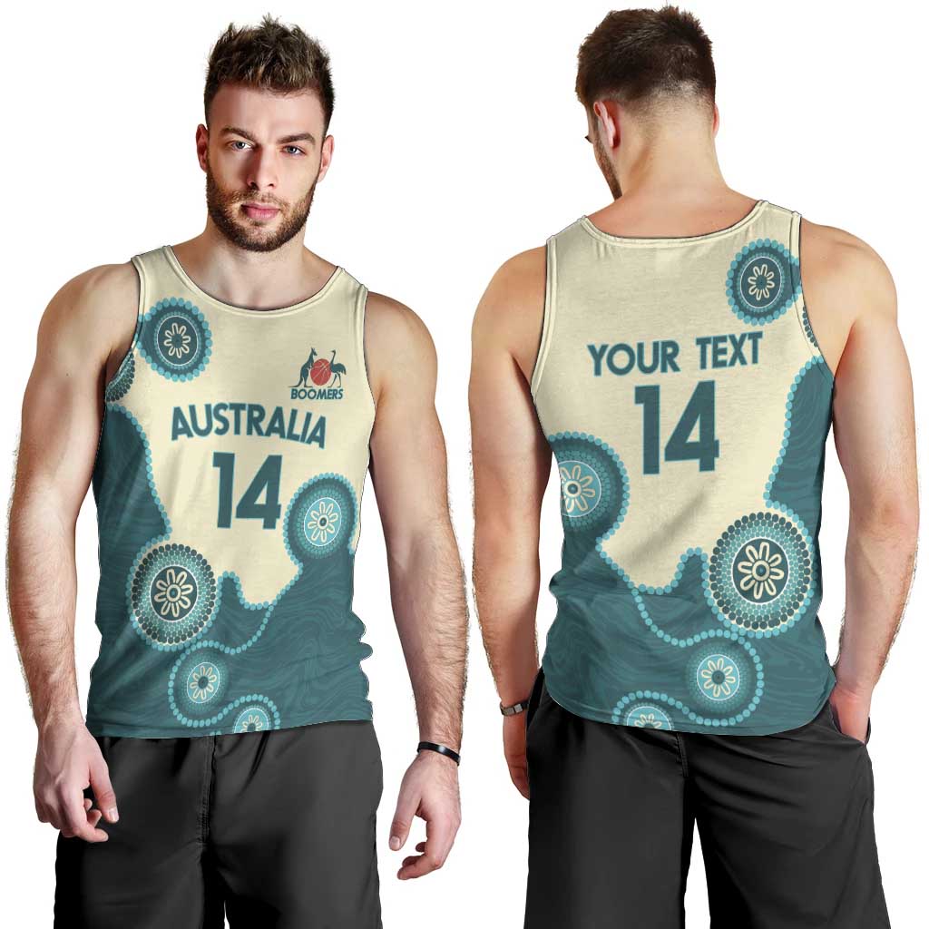Custom Australia Boomers Men Tank Top Aboriginal With Marble Pattern - Cyan