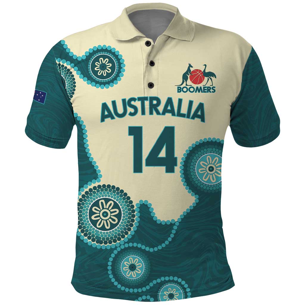 Custom Australia Boomers Polo Shirt Aboriginal With Marble Pattern - Cyan