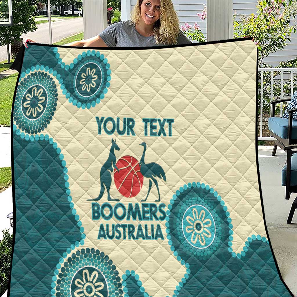 Custom Australia Boomers Quilt Aboriginal With Marble Pattern - Cyan