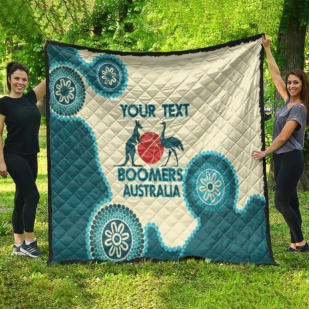 Custom Australia Boomers Quilt Aboriginal With Marble Pattern - Cyan