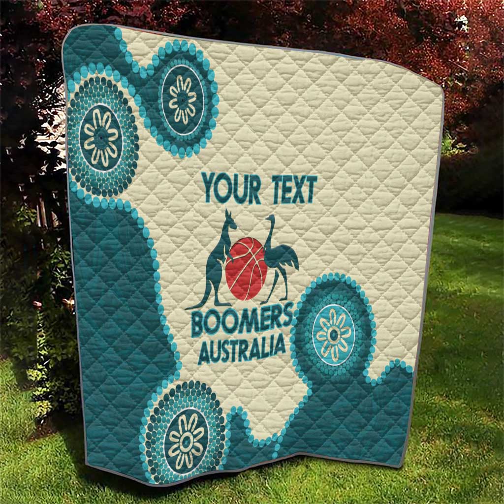 Custom Australia Boomers Quilt Aboriginal With Marble Pattern - Cyan