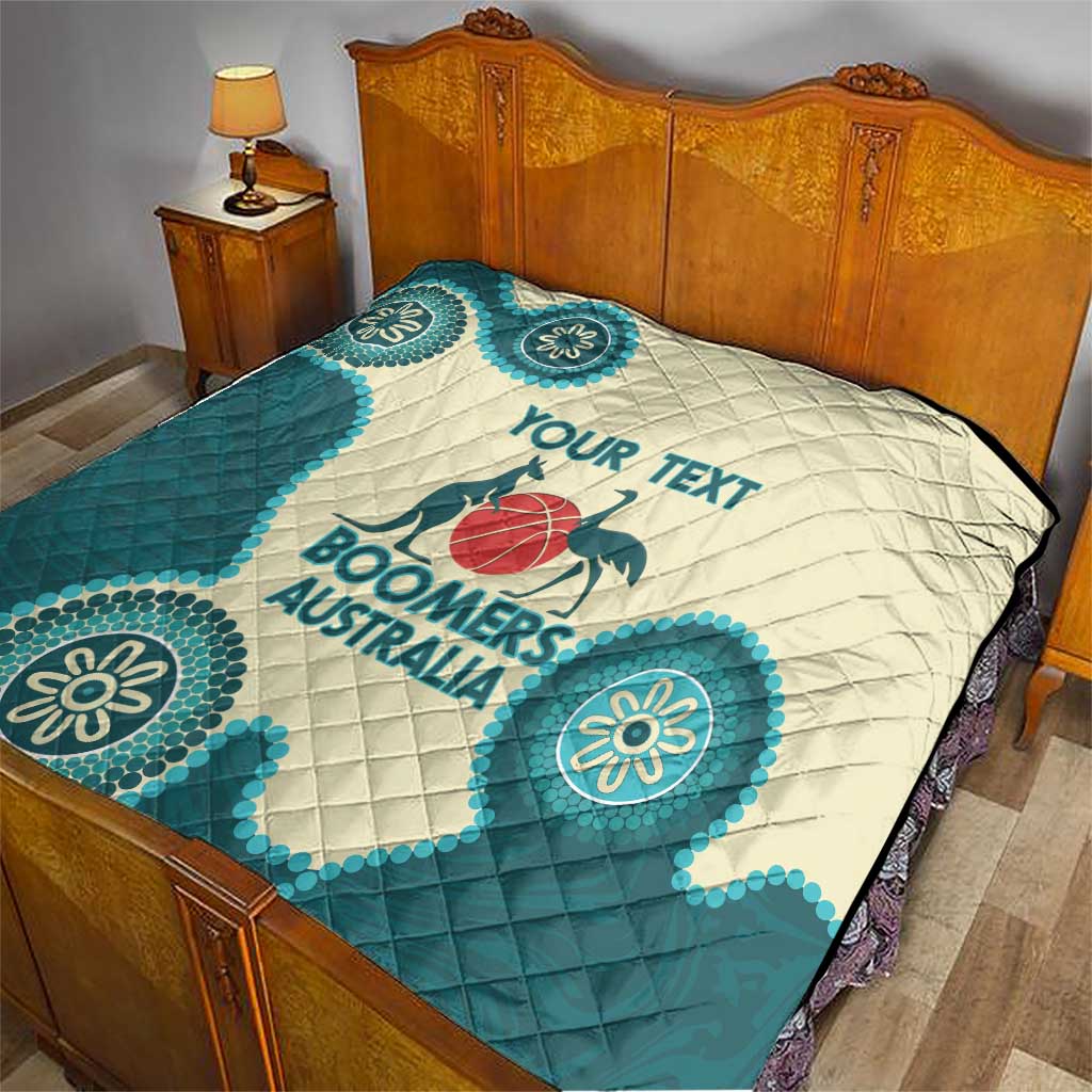 Custom Australia Boomers Quilt Aboriginal With Marble Pattern - Cyan