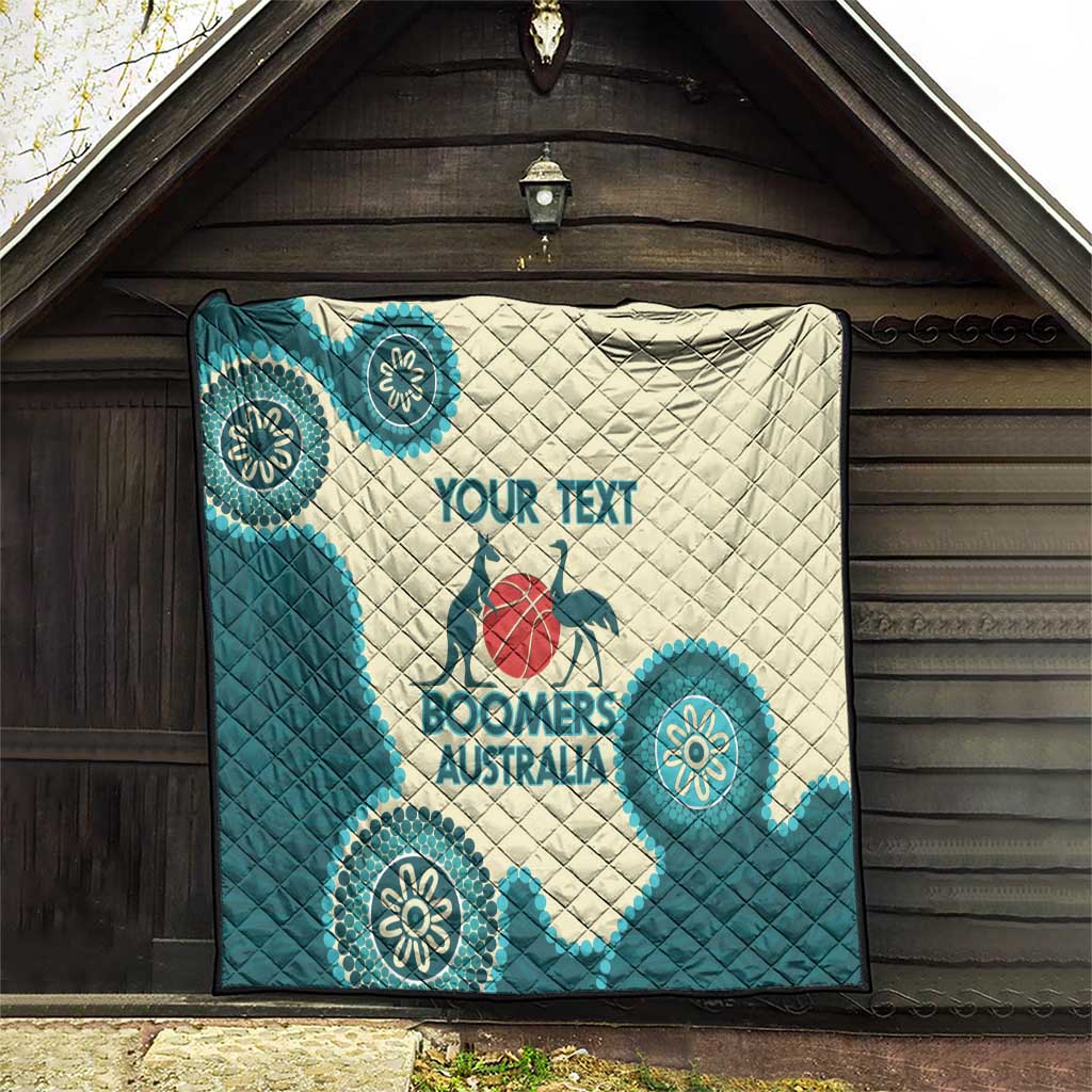 Custom Australia Boomers Quilt Aboriginal With Marble Pattern - Cyan